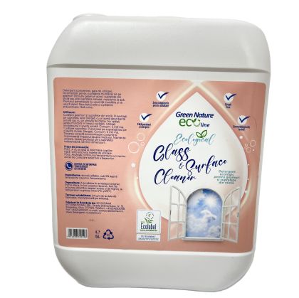 Green Nature Eco Line Ecological Glass & Surface Cleaner canistră 5 litri | Detergent ecologic pentru geamuri și suprafețe din sticlă